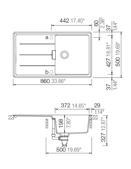 Schock Tia D100 Puro Black Cristadur Granite Kitchen Sink + Accessories