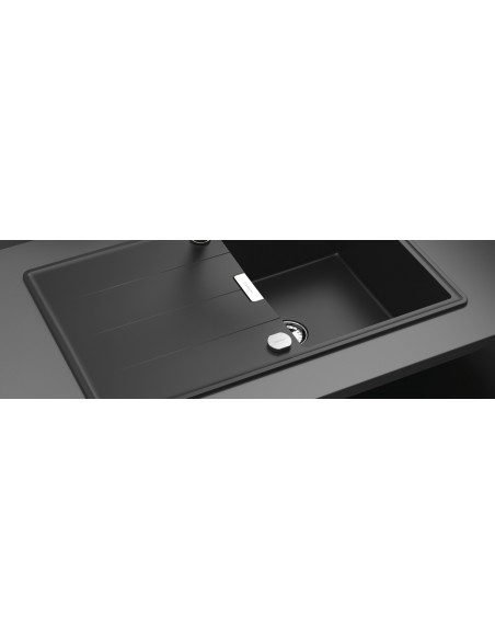 Schock Tia D100 Puro Black Cristadur Granite Kitchen Sink + Access & drainer