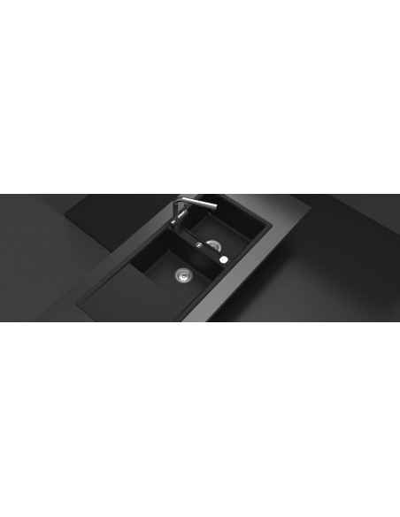 Schock Mono D200 Puro Black Granite Cristadur Kitchen Sink Waste SALE