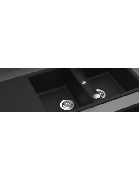 Schock Mono D200 Puro Black Granite Cristadur Kitchen Sink Waste SALE