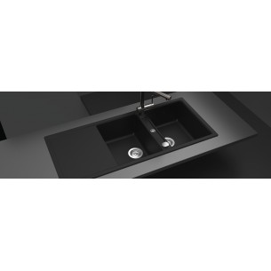 Schock Mono D200 Puro Black Granite Cristadur Kitchen Sink Waste SALE 2