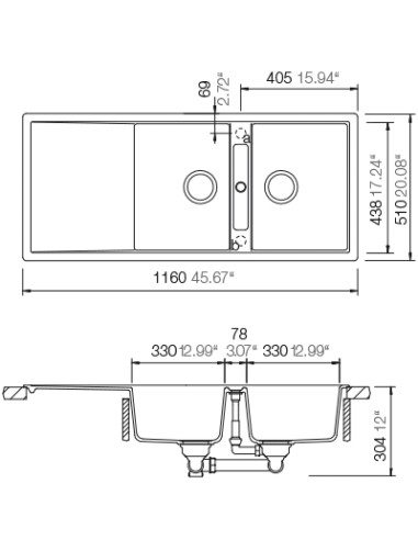 Schock Mono D200 Puro Black Granite Cristadur Kitchen Sink Waste SALE