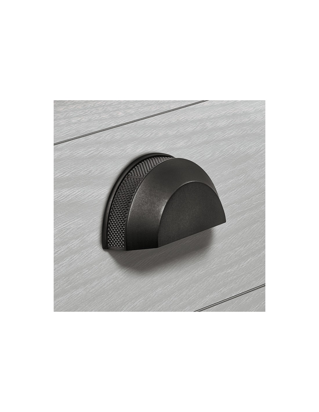 Curve Cup Profile Door Handles Matt Black Raised Design 64mm Centre Holes X 80mm Length