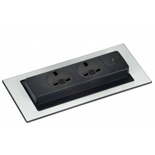 EVOline Backflip Worktop Sockets UK & C USB Charger Stainless Steel 1592.7101.9500 2