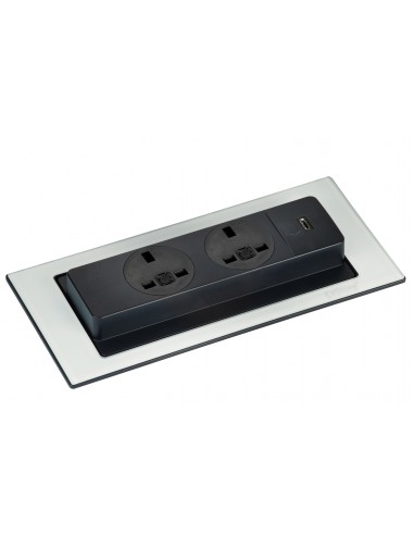 EVOline Backflip Worktop Sockets UK & C USB Charger Stainless Steel 1592.7101.9500