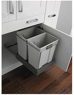 Gollinucci Hinged Waste Bin 70L 450mm Kitchen Doors Double Containers 550GY