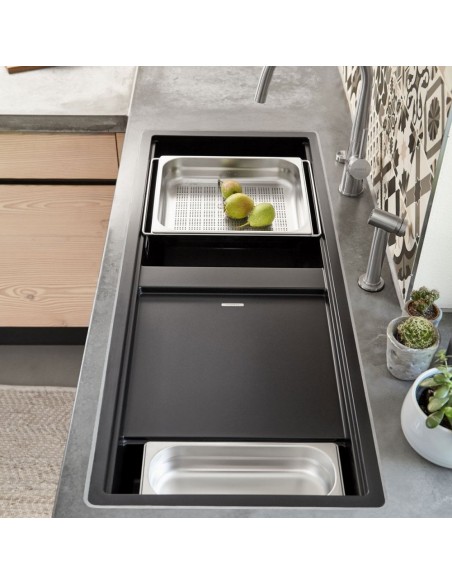 Schock Prepstation Inset Granite Kitchen Sink Black Night Large