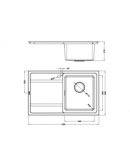 Bordo 800i BBR Single Bowl Handed Kitchen Sink, Waste & plumbing kit, 800 x 500mm BU/80/I/S/BBR/421