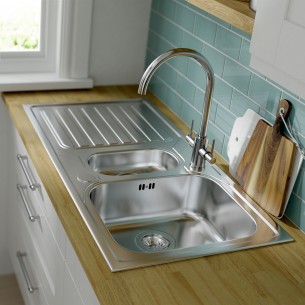 Curvato Chrome Slim Round Spout Twin Lever Kitchen CUR/01/CH 2
