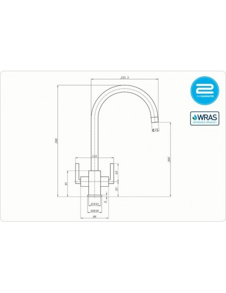 Ruscello Square Body Twin Lever Kitchen Tap 18/10 Ruscello Square Body Twin Lever Kitchen Tap Chrome RUS/01/CH