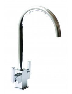 18/10 Ruscello Square Body Twin Lever Kitchen Tap Chrome RUS/01/CH