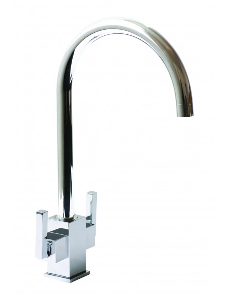 18/10 Ruscello Square Body Twin Lever Kitchen Tap Chrome RUS/01/CH