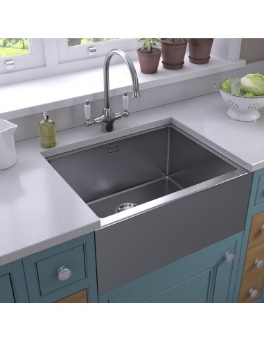 Rodez Twin-Lever Kitchen Tap Chrome White & Black handles 1810 Company ROD/01/CH