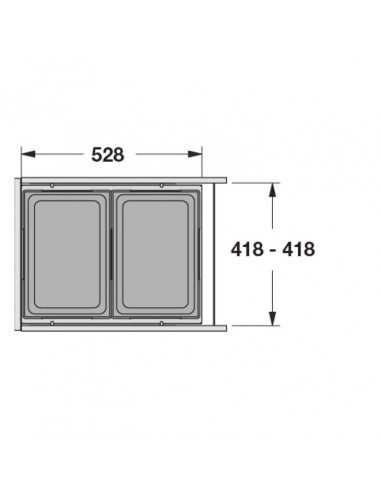 450mm Hailo Euro-Cargo Kitchen Waste Bin 76L Soft Closing Double Tubs 50370532