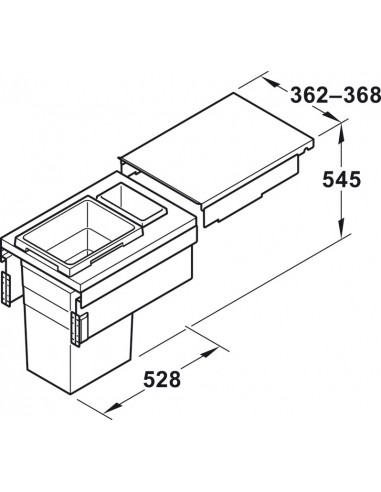 400mm Euro-Cargo Waste Bin Kitchen Rubbish Pull-Out 45L 3619421 Hailo 50370511