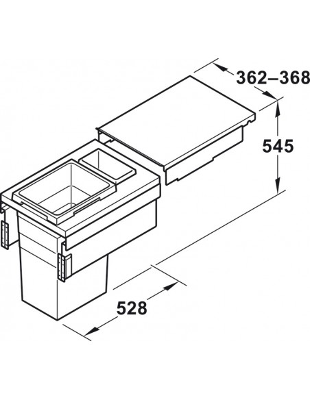 400mm Euro-Cargo Waste Bin Kitchen Rubbish Pull-Out 45L 3619421 Hailo 50370511