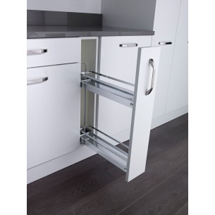 150mm Kessebohmer Base Pull-Out Kitchen Storage Chrome STYLE Bottles K2ASBP150CH