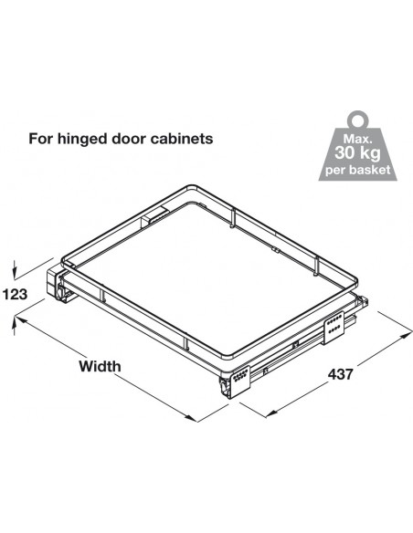 500mm Kitchen Internal Drawer Pull-Out Soft-Closing Single White Tray 54003705