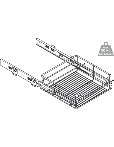 300mm Pull-Out Kitchen Baskets X2 Soft-Closing Runners Hinged / Fixed 54018201