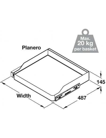 500mm VS Sub Pull-Out Single Individual Basket Hinged Planero Lava 54801494