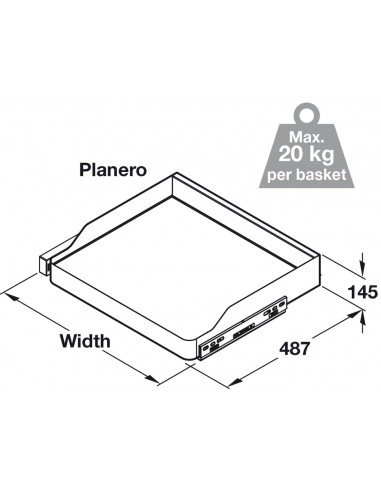 600mm Pull-Out Drawer VS Sub Individual Planero Lava Grey Hinged Door 54801495