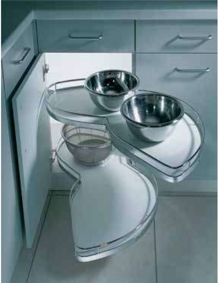 400mm Kessebohmer LeMans Corner Kitchen Carousel Grey Silver Arena KLM400SILV Right Hand