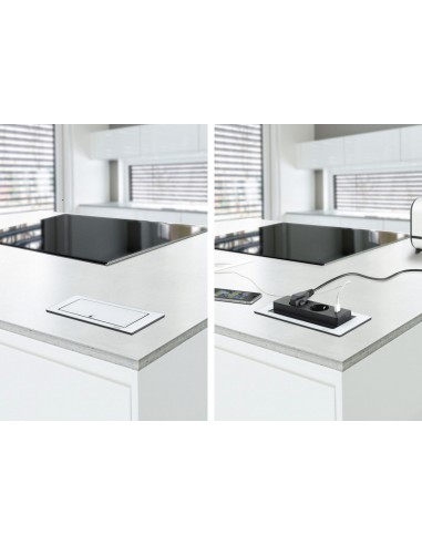 EVOline Backflip Black Glass Gloss Worktop Sockets C USB Charger 1592 7101 9700