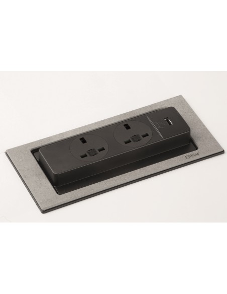EVOline Backflip Black Glass Gloss Worktop Sockets C USB Charger 1592 7101 9700