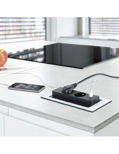 EVOline Backflip White Glass Kitchen UK Sockets C USB Charger 1592 7101 9600