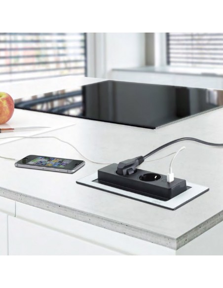 EVOline Backflip White Glass Kitchen UK Sockets C USB Charger 1592 7101 9600