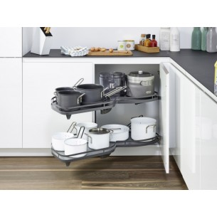 600mm Kessebohmer LeMans Anthracite Kitchen Corner Carousel KSA2LM600A Left hand 2