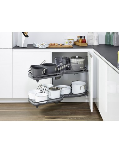 600mm Kessebohmer LeMans Anthracite Kitchen Corner Carousel KSA2LM600A Left hand