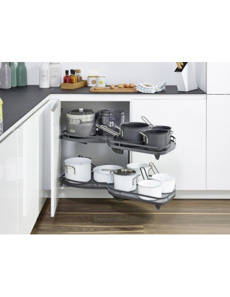 400mm Kessebohmer LeMans Kitchen Corner Storage Anthracite Pull-Out KSA2LM400AR Right Hand