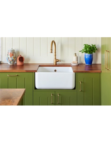 Shaws Butler 60cm Kitchen Sink Ceramic White Apron Front SCBU600