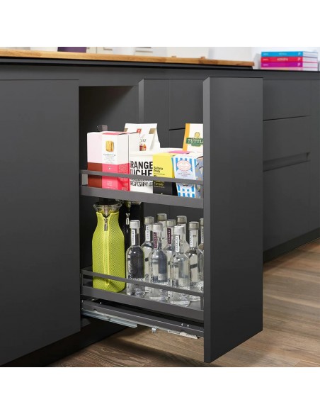 Kessebohmer 300mm Base Unit Pull-Out Kitchen Double Storage Anthracite KSABP300A