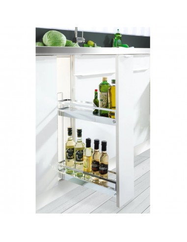 150mm Kessebohmer Base Pull-Out Kitchen Storage Chrome STYLE Bottles K2ASBP150CH