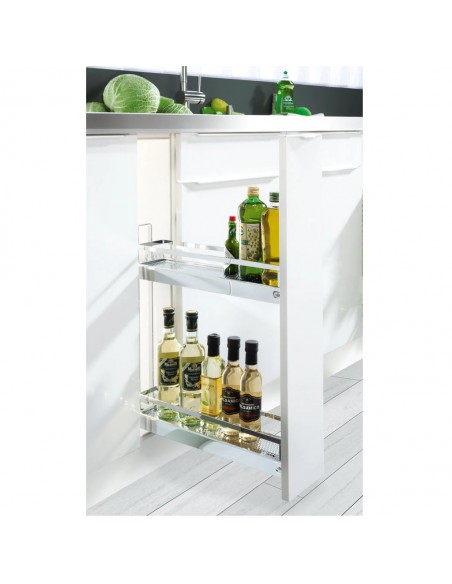 150mm Kessebohmer Base Pull-Out Kitchen Storage Chrome STYLE Bottles K2ASBP150CH