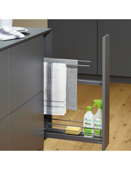 150mm Kessebohmer Towel Rail Kitchen Base Pull-Out Anthracite Style K2SATRBP150A