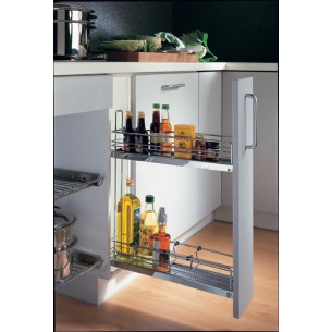 150mm Kessebohmer Kitchen Base Narrow Pull-Out Classic Chrome 2-Tier  KBP150CH 2
