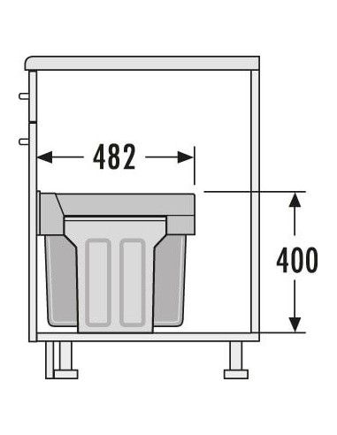 300mm Hailo Tandem Bin Kitchen Waste Double...