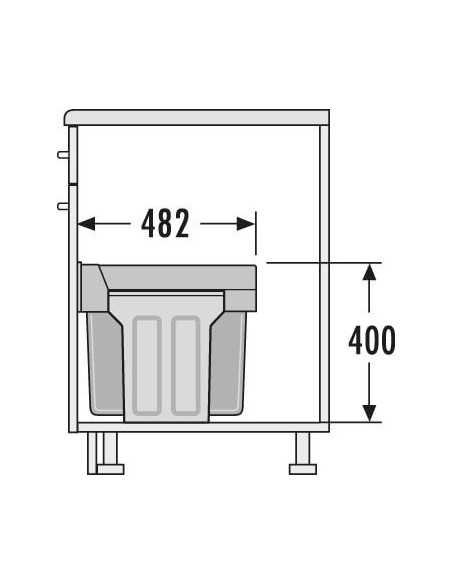 300mm Hailo Tandem Bin Kitchen Waste Double Built-In 30L Hinged door