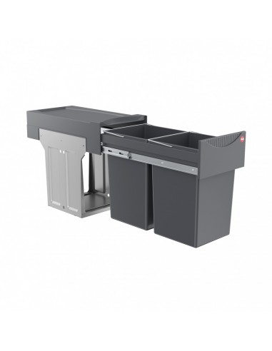 300mm Hailo Tandem Waste Bin Double Pull Out Hinged Doors 50270252 Hailo 366610