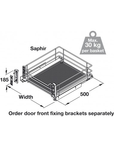 450mm Vauth-Sagel Pull-Out Basket Single Saphir Mesh Hinged Door 54801213