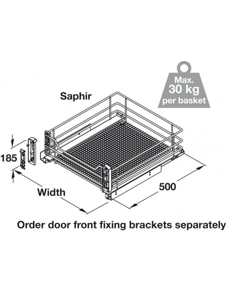 450mm Vauth-Sagel Pull-Out Basket Single Saphir Mesh Hinged Door 54801213