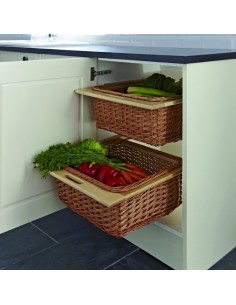 600mm Wicker Baskets Pair + Runner Set Natural Beech Integrated Handle 54055005