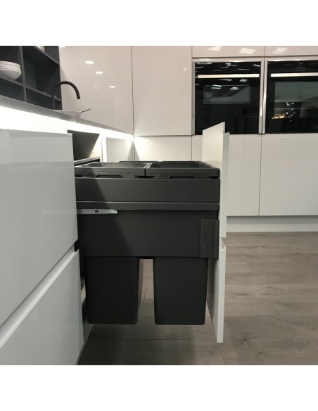 600mm Vauth-Sagel Envi Space Waste Bin XX 91L 515mm Depth Lava Triple 50344304