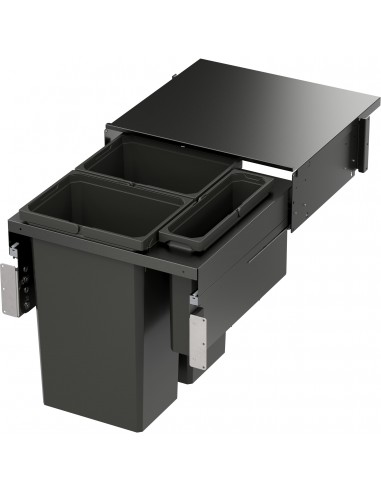 600mm Vauth-Sagel Envi Space Waste Bin XX 91L 515mm Depth Lava Triple 50344304