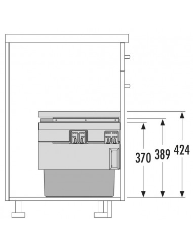 600mm Hailo Cargo Synchro Pull Out Waste Bin Softclosing Double 56L 50258506