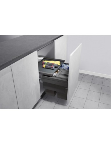 600mm Hailo Cargo Pull Out Waste Bin Triple 54L Synchro 50258507