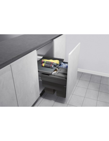 600mm Hailo Cargo Pull Out Waste Bin Triple 54L Synchro 50258507